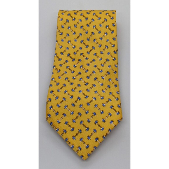 Brooks Brothers Silk Men's Tie. Yellow & Blue Makers Necktie.  EUC  59" x 3 7/8" - Picture 1 of 7